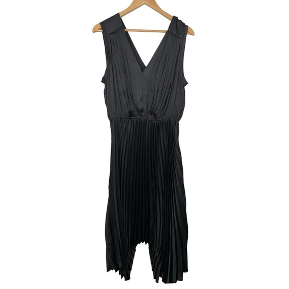 STEVE MADDEN Donna Pleated Handkerchief Hem Satin Dress - Black - Picture 3 of 8